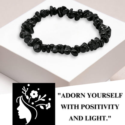 Amazing Gemstone Chips Bracelet (Black Tourmaline)