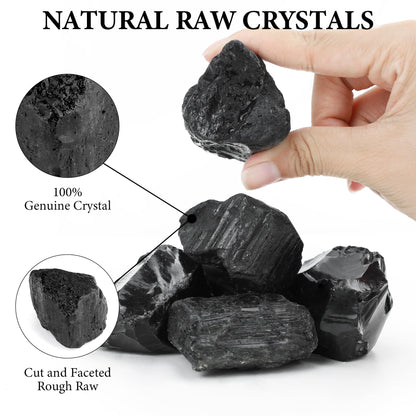 QINJIEJIE 2PCS Black Obsidian Raw Crystals 1.8-2.2" Natural Healing Stones Rough Crystal Rocks for Tumbling Cabbing Polishing Fountain Rocks Handmade DIY Decoration Gifts