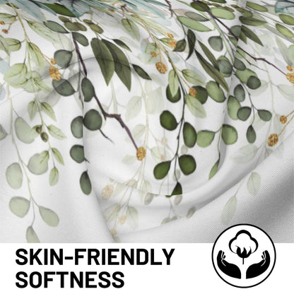 AYTTBIS Sage Green Eucalyptus Leaves Curtain Valance for Windows Watercolor Window Treatments 1 Panel Short Curtains for Kitchen Windows Bathroom Bedroom,42 x 12 Inch