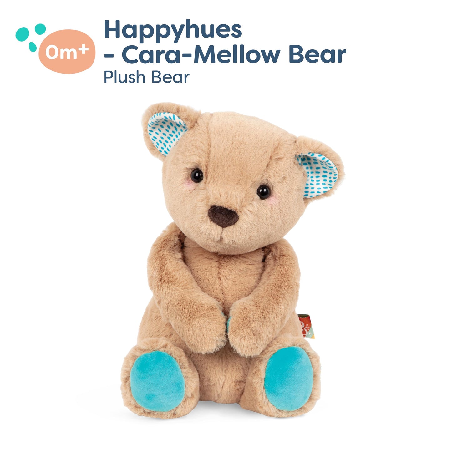 B. toys – 12-Inch Plush Teddy Bear – Soft & Cuddly Stuffed Animal Toy – Huggable & Washable – for Newborns, Toddlers, Kids – Happy Hues – Cara – Mellow Bear – 0+ Months