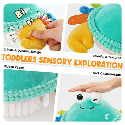 FUNZBO Baby Tummy Time Toys 12 18 Months -Musical Dancing Crawling Crab Babies Plush Toy, Interactive Infant Toys With 50 Songs & Recording Feature,Birthday Gifts for 1 2 3 Year Old Boys Girls Toddler