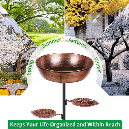 Olpchee Metal Bird Bath for Outdoor - Garden Bird Bath with Removable Bowl Heavy-Duty Base, Winter Birdbath Feeder Rust-Proof Birdbaths for Garden Yard Lawn Decor, Easy to Install(Bronze)
