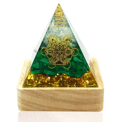XQIGI Orgone Pyramid Malachite Stone Handmade Orgonite Crystal Pyramid Unicursal Hexagram for Positive Vibe, Anti-Stress, Spirit Pysical Health, Meditation Decorative Ideal Gift for Women