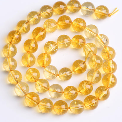 Natural Yellow Crystal Stone Beads for Jewelry Making DIY Bracelet Necklace Jewelry Making 1 Strand 15.5inch 35PCS 10MM