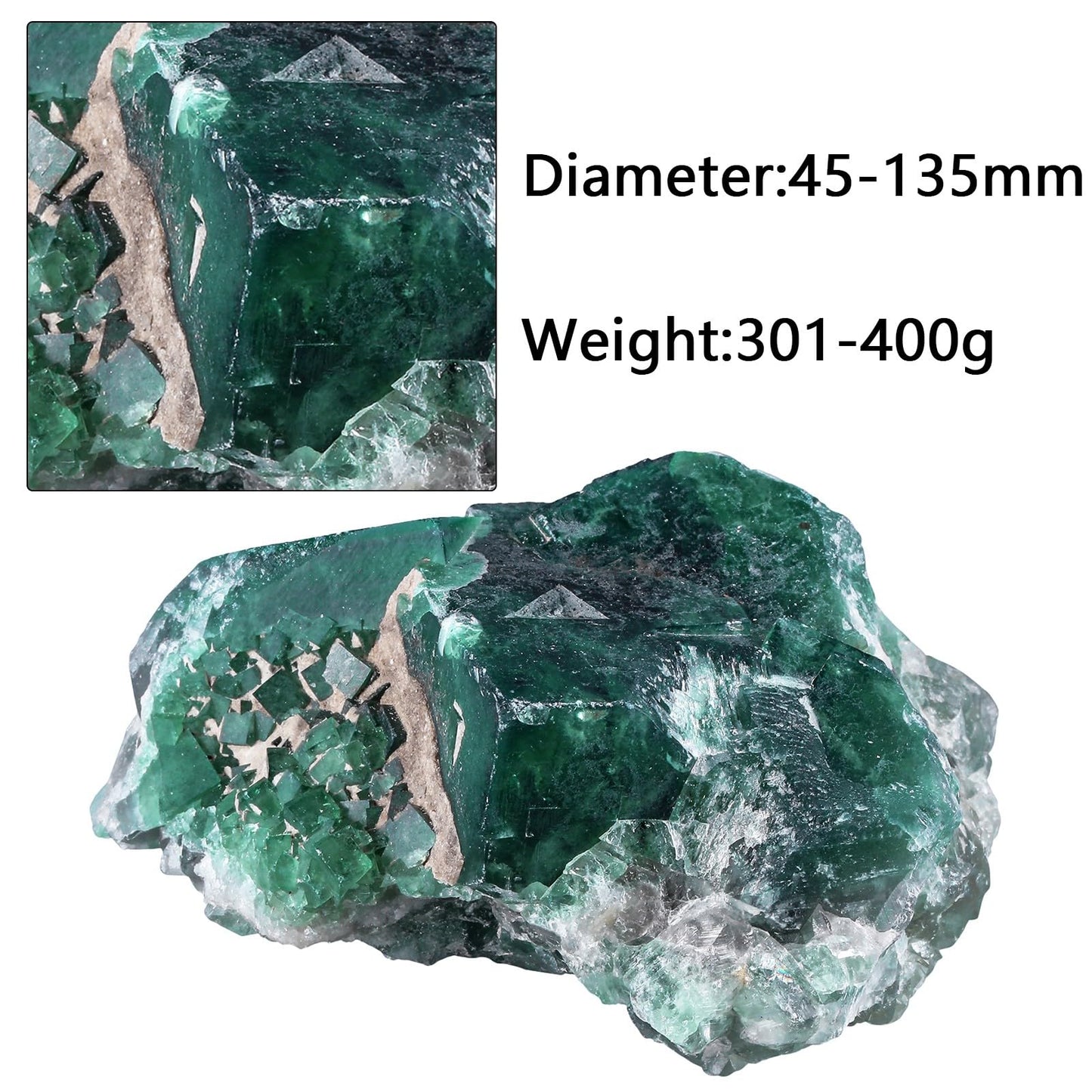 Sportmusies Natural Green Fluorite Crystal Cluster Mineral Specimen Decoration for Home Office, Raw Stone for Healing Meditation Yoga, 1.77-5.31 inches