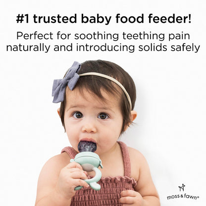 Moss and Fawn Forage Feeder - Baby Fruit Feeder, Frozen Breast Milk Popsicle Teether & Pacifier - BPA, PVC & Phthalate-Free - Fern