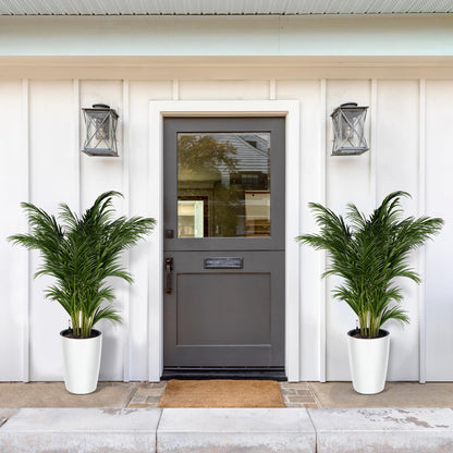 Garvee Tall Planters for Outdoor Plants, 16 in Large Planters Set of 2, Outdoor & Indoor Planters with Water Level Monitor ＆ Inner Bucket, Automatic Watering, for Porch, Patio, Backyard, White
