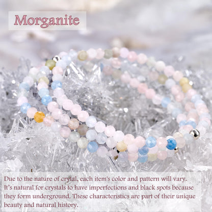 Farfume Morganite - Love & Compassion - Beaded Bracelets for Women,Handmade Natural Stone 4mm Beads 925 Sterling Silver Stretch Bracelets, Chakra Crystal Gemstone Jewelry Gifts for Mom