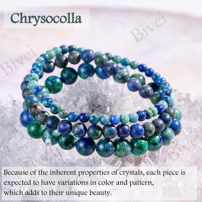 Bivei Chrysocolla-Gentle Expression-6mm Beaded Bracelets for Women Handmade Semi Precious Natural Stone Stretch Elastic Jewelry for Women Yoga Protection Gifts