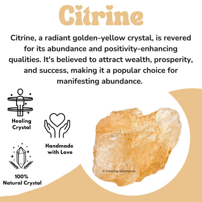 Amazing Gemstone Citrine Raw Crystals and Healing Stones, Natural Rocks For Tumbling - DIY Raw Stones And Crystals (1 Piece)