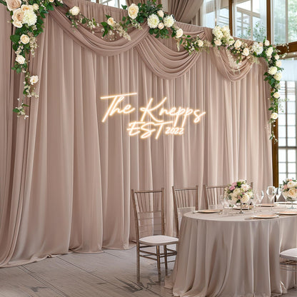 10ft x 10ft Taupe Backdrop Curtain Drapes, Wrinkle-Free Sheer Chiffon Fabric Photo Backdrop Panels for Wedding Arch Party Ceremony Stage Photo Backgrounds