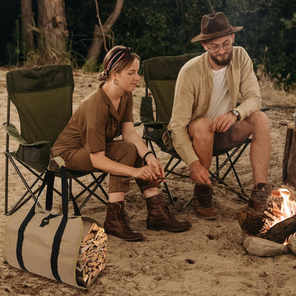 BREENHILL 2Pcs Firewood Bag Carrier, Durable Log Carrier Tote Wood Bag Firewood Holder Fireplace Wood Stove Accessories for Camping