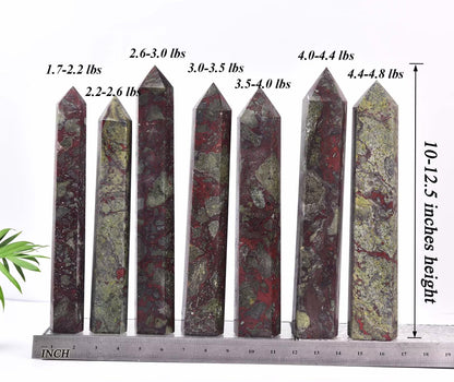 AMOYSTONE Large Blood Jasper Stone Wand Healing Crystal Obelisk Tower 6 Faceted Column Reiki Chakra Meditation Therapy 2.2-2.6 LBS