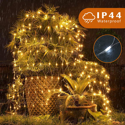 Leisure world 10ft x 10ft 270 LED Net Lights Mesh Fairy String Decorative Outdoor Warm White 8 Modes Net with Remote, Timer for Wedding Christmas Trees, Bushes, Garden, Outdoor Decorations
