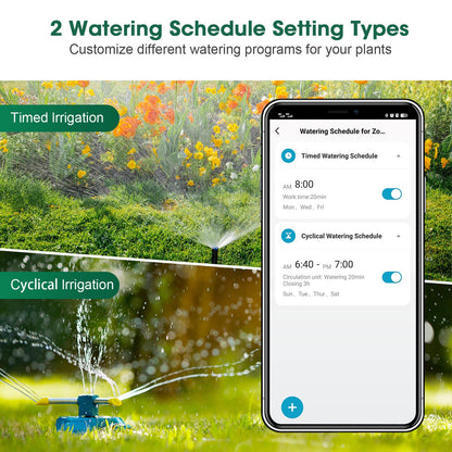 Smart Hose Watering Timer with Wi-Fi Hub, Automatic Irrigation System Controller for Lawns and Yard, Compatible with Alexa