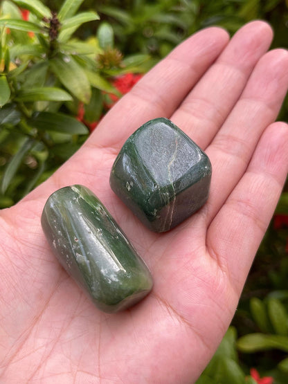 GAF TREASURES 5 Pcs Nephrite Jade Tumbled Stones, Polished Natural Nephrite Jade Gemstone, Nephrite Jade Healing Crystals (Nephrite Jade)