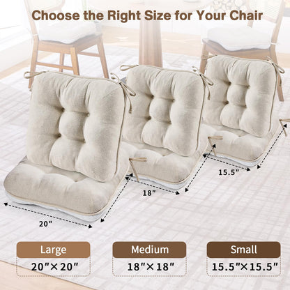 BETU Chair Cushions for Dining Chairs Set of 4,3.5" Thick Kitchen Table Chair Pads with Ties,Non Slip Backing and Covers, Seat Cushion for Dining Room,Bar,Patio Chairs,15.5"X15.5"X3.5",Beige