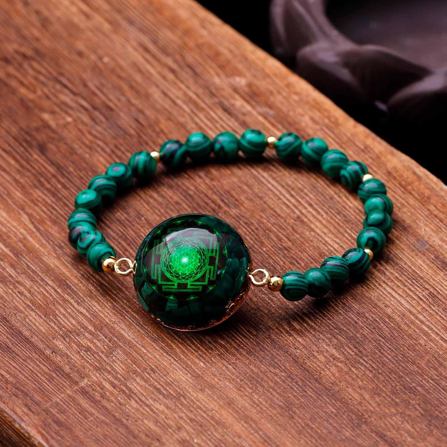 Day Day Up Malachite Bead Stretchy Bracelet for Women & Men, Orgonite Energy Healing Crystal Bracelet, Chakra Balancing Spiritual Jewelry (Style 4)