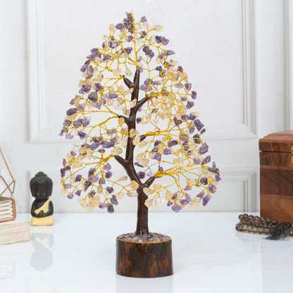 Crocon® Amethyst & Citrine Crystal Tree of Life, Gifts, Birthday Gifts for Women, House Warming Gift New Home Decor, Birthday Gift for Mom, Her Anniversary Presents, Unique Home Office Decor Idea