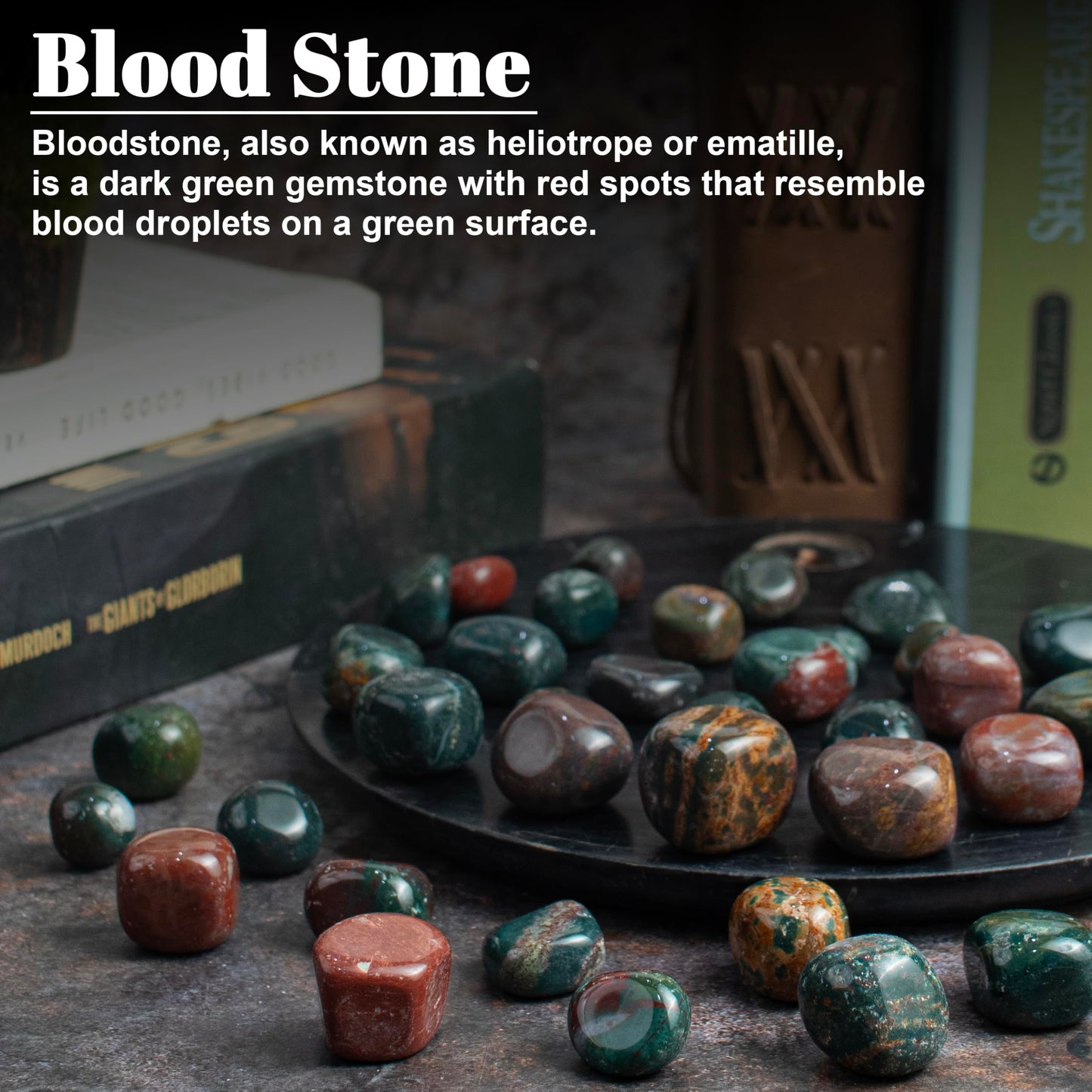 BEZAVO Bloodstone Healing Crystals Stones Set Tumbled Stones and Crystals Bulk for Healing, Reiki, Meditation, Witchcraft Crystals Gemstone for and Spiritual Home Decor 20-25 mm, 1LB