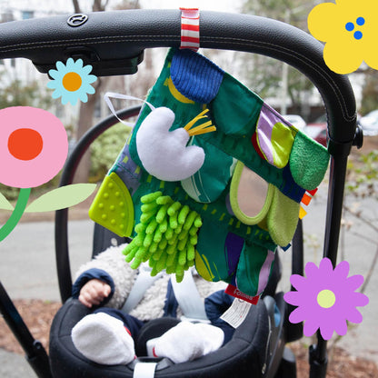 Follies The Sensory Garden Baby Stroller and Tummy Time Toy - Portable Baby Toy - Crinkles, Mirror & Textures, Montessori-Inspired Infant Toy, Washable & Non-Toxic