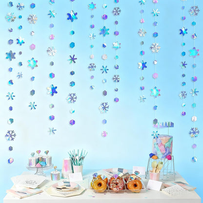 Hanging Snowflakes Decoration, Winter Snowflake Garland, Winter Wonderland Party Decoration for Christmas, Birthday and Wedding