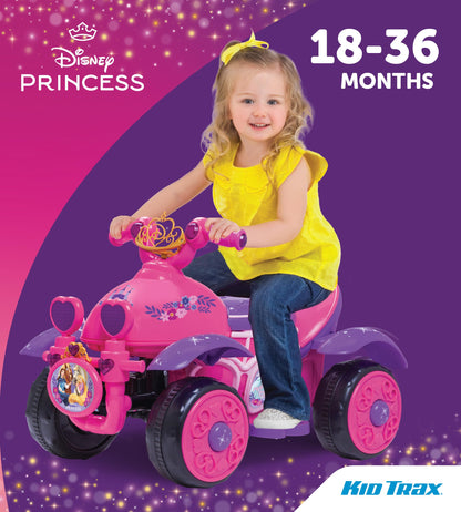 Kid Trax Toddler Disney Princess Electric Quad Ride On Toy, Kids 1.5-3 Years Old, 6 Volt Battery and Charger Included, Max Weight 45 lbs, Princess Pink