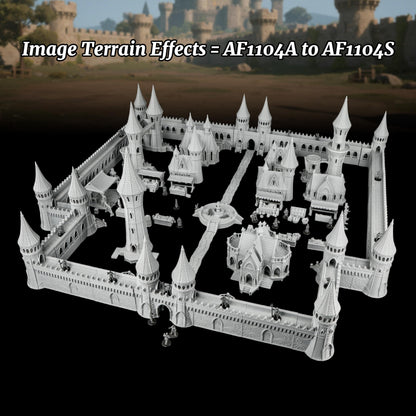 TTRPG Scenery Modular Epic Fortress - 25mm Scale Unpainted Dungeon Walls & Defense Towers, Massive RPG Terrain Set for Dungeon Masters & Wargame - City Walls Set (AF1104 A)