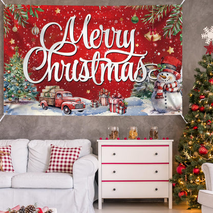 Large Christmas Banner Decorations Red Flag Outdoor 72x44 Inch, Merry Christmas Gifts for Indoor Home House Decor Party Supplies, Yard Sign Background for Photography