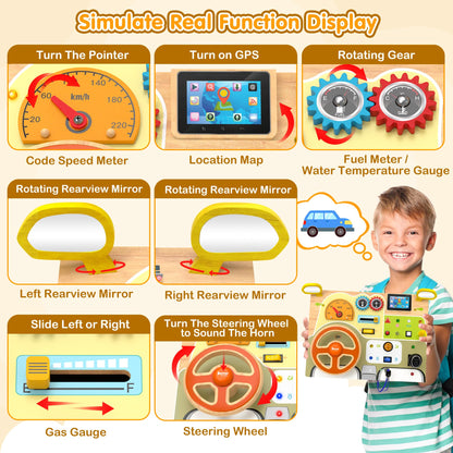 JGOBUB Montessori Toddler Toys - Baby Wooden Busy Board - Sensory Toys with Light Switch - Travel Toys for Educational Toddler Activities for Toddlers 3 4 5 6+ Year Old