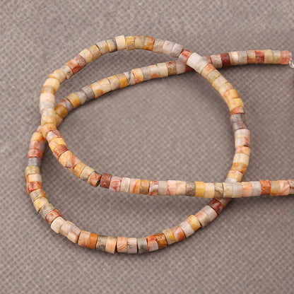 150PCs Natural Crazy Lace Agate Spacer Beads, Loose Semi Precious Flat Round Gemstone Heishi Disc Stone Beads for Beading Jewelry Making 4mm*2mm 38cm
