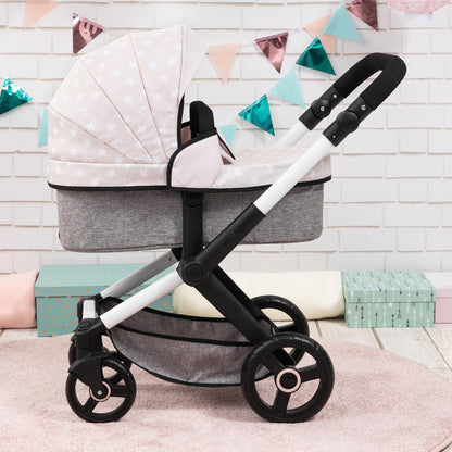 Bayer Pram Xeo - Doll Stroller with Stars Design, Convertible Pushchair for 18" Dolls, Ages 3+