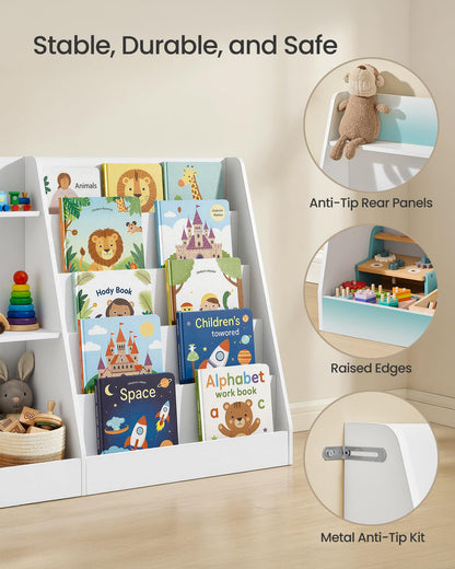 SONGMICS Book and Toy Storage Organizer, 5-Tier Montessori Kids Bookshelf and Toy Storage Shelf, for Children's Room, Reading Nook, 11.8 x 40.8 x 31.5 Inches, Cloud White UGKR077WZ01