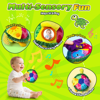 Esjay Baby Toys 6-12 18 Months, Crawling Musical Turtle Plush Tummy Time Toy, Dancing Bouncing Recording Walking Sensory Toys for 6 Month+ Old Infants, Gifts for 1 2 3 Year Old Boys Girls Toddlers