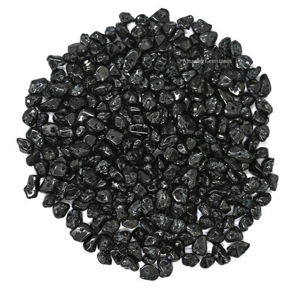 Black Tourmaline Pre Drilled Crystal Crushed Chips Beads for Bracelets Making, DIY Handmade Natural Healing Crystals (25 Inch Strand)