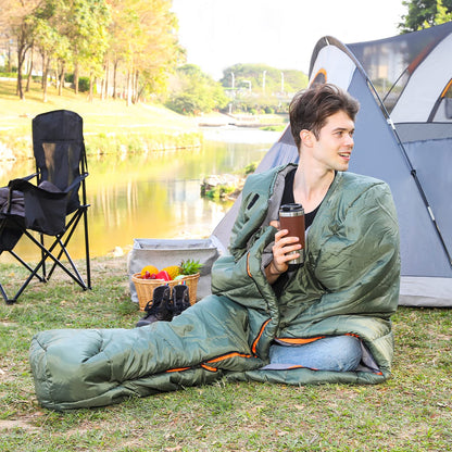 Amazon Basics 20°F Cold Weather Mummy Sleeping Bag for Hiking, Outdoor Camping with No-Snag Zipper, Portable, 82" x 33", Olive Green
