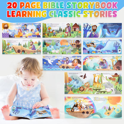 Toddlers Noah's Ark Toys with Wooden Animal Shape Sorters, Baptism Gifts for Girls Boys 2 3 4 Years Old, Montessori Educational Toys for Toddlers, Bible Story Book for Kids Ages 2-4