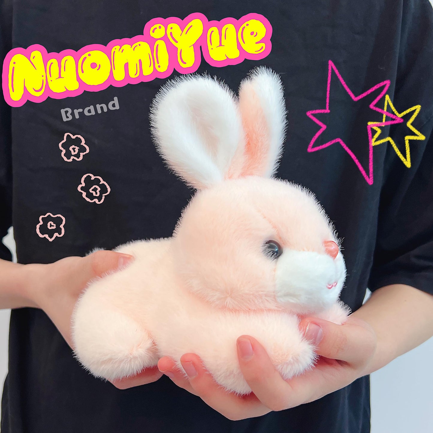 NuomiYue Pink Rabbit Bunny Stuffed Animal, 8'' Kawaii Rabbit Plushies for Girls and Boys, Soft and Huggable Bunny Stuffy Stuffed Animals for Kids Theme Party Favors, Birthday Gifts