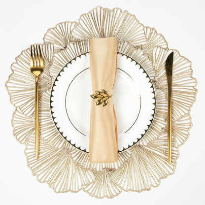 Evevda Round Placemats Set of 6, Gold Leaf Placemats 15 Inch Washable Holiday Decoration Table Mats for Indoor Outdoor Activities Farmhouses Hotels