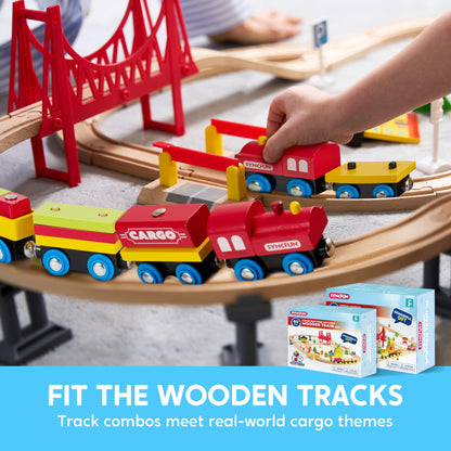 Montessori Wooden Train Toy Set for Kids, 12PCS Magnetic Train Cars with Storage Gift Box, STEM Educational Toy for Boys & Girls, Ages 2-8 Years, Easter Birthday Party Gift