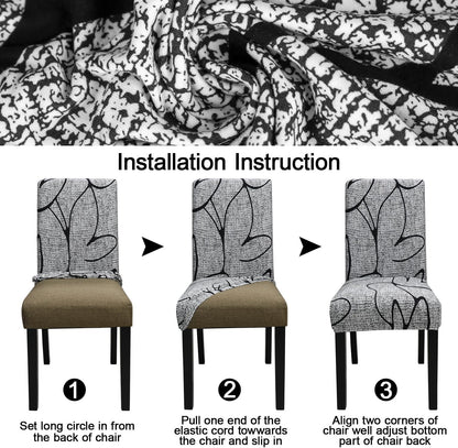 Keyroal Dining Room Chair Covers Set of 1, Stretch Printed Parsons Chair Slipcovers Spandex Removable Washable Kitchen Chair Protector Cover for Dining Room, Hotel, Ceremony