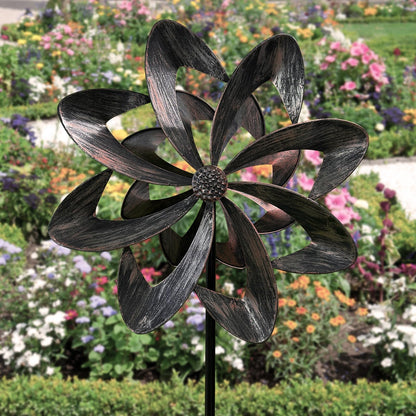 THESEATOP 74’’ Wind Spinner Outdoor for Yard and Garden, Double-Sided Large Metal Kinetic Wind Spinner with Classical Design, Stable 3-Prong Stake, Yard Art Decor for Patio Lawn (Bronze)