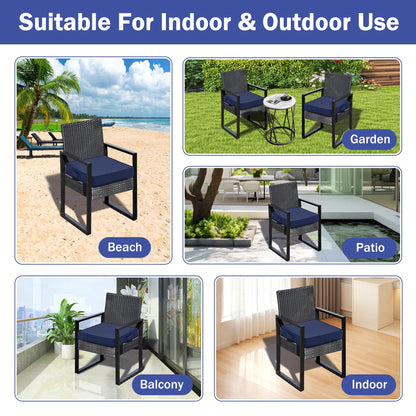 IASEAHK Patio Chair Cushions, 19" x 19" x 3" Outdoor Chair Cushions Set of 4, Waterproof Outdoor Cushions for Patio Furniture, Outdoors Seat Cushions Set of 4 with Handle and Ties, Navy Blue