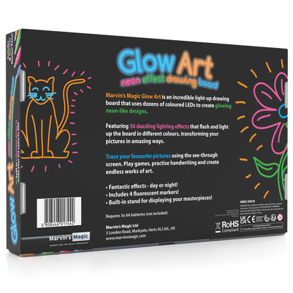 Marvin's Magic - Glow Art - LED Doodle Board for Children - Light Up Drawing Pad, with Glow in The Dark Colouring Pens - Battery Powered Magic Drawing Tablet - Light Up Tracing Pad Suitable for 5+