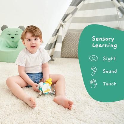 Busy Cube Sensory Toys for Toddlers is a Handmade Montessori Fidget Cube - Wooden Busy Board Baby Activity Cube Travel Toy for Children with Autism Toys & ADHD 1 2 3