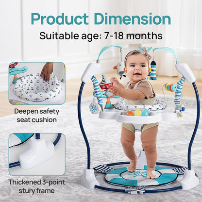 Baby Activity Center Jumper Interactive Activity Jumper Play Center with Infant Toys, 360° Rotating Seat