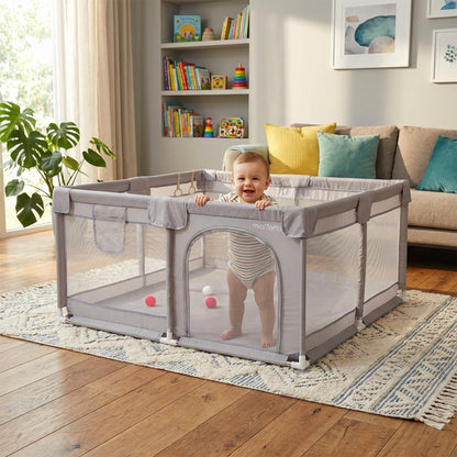 MioTetto Baby Playpen & Foam Play Mat Bundle (16 Tiles) – Large 50x50 Safety Play Yard with Breathable Mesh & Extra Thick EVA Interlocking Floor Mat | Purple, Canary, Emerald & Indigo