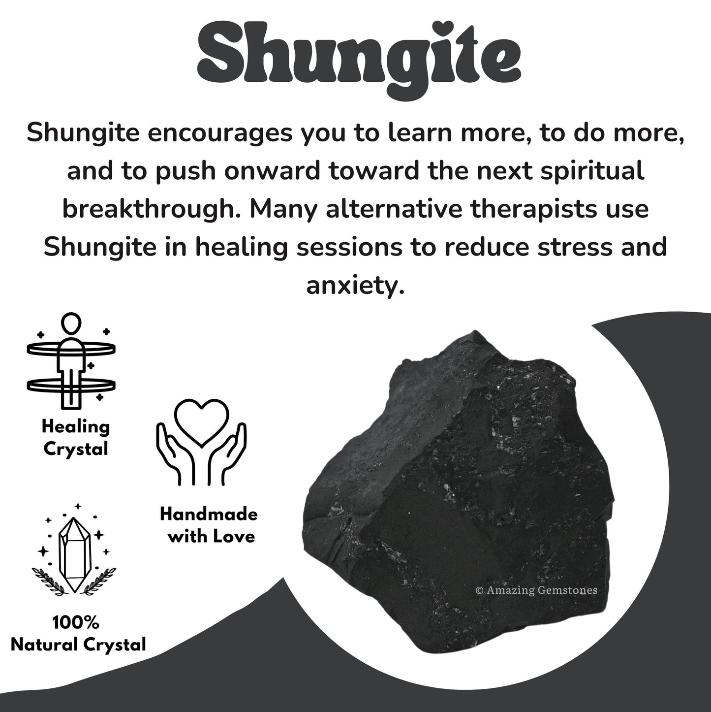 Amazing Gemstone Shungite Raw Crystals and Healing Stones, Natural Rocks for Tumbling and DIY Raw Stones and Crystals (1 Piece)