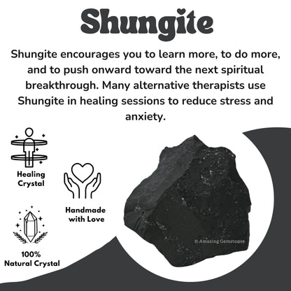 Amazing Gemstone Shungite Raw Crystals and Healing Stones, Natural Rocks for Tumbling and DIY Raw Stones and Crystals (1 Piece)