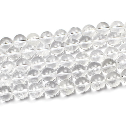MJDCB 7A Natural White Clear Quartz Round Beads Gemstone Beads for DIY Necklace Bracelat Jewelry Making Strand 15" (8mm)
